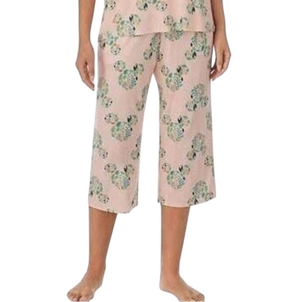 Disney Women’s Mickey Mouse Drawstring Waist Print Capri Pajama Pants Bottom L